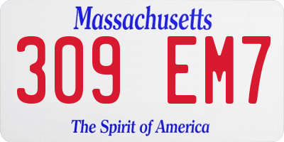 MA license plate 309EM7
