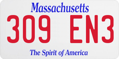 MA license plate 309EN3