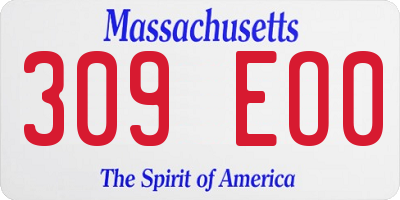 MA license plate 309EO0