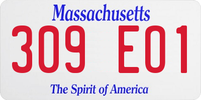 MA license plate 309EO1