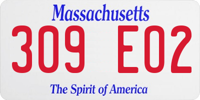 MA license plate 309EO2