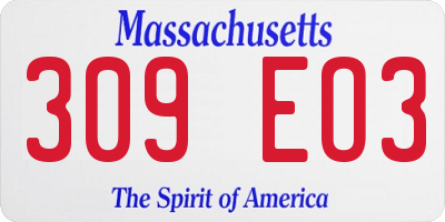 MA license plate 309EO3