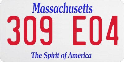 MA license plate 309EO4