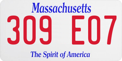MA license plate 309EO7