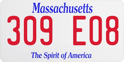 MA license plate 309EO8