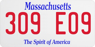 MA license plate 309EO9