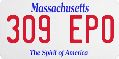 MA license plate 309EP0