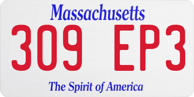 MA license plate 309EP3
