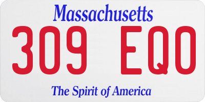 MA license plate 309EQ0