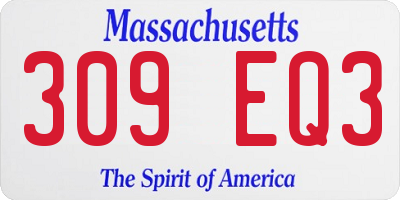 MA license plate 309EQ3