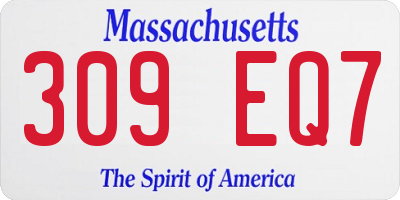 MA license plate 309EQ7