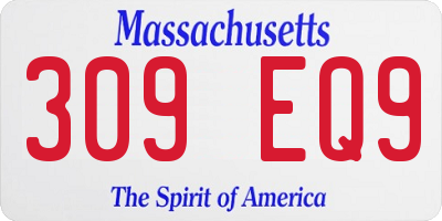 MA license plate 309EQ9