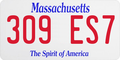 MA license plate 309ES7