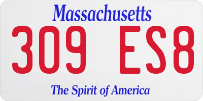 MA license plate 309ES8