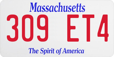 MA license plate 309ET4