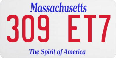 MA license plate 309ET7