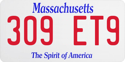 MA license plate 309ET9