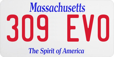MA license plate 309EV0