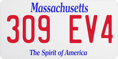 MA license plate 309EV4