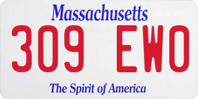 MA license plate 309EW0