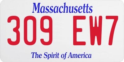 MA license plate 309EW7