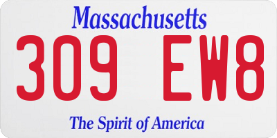 MA license plate 309EW8