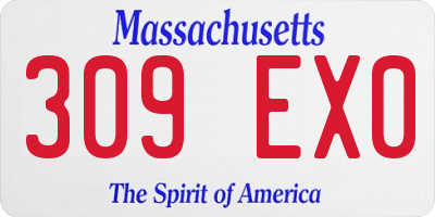 MA license plate 309EX0