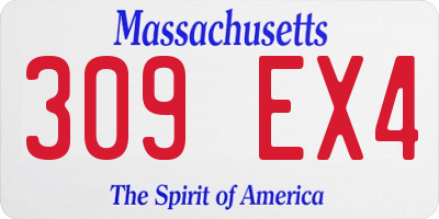 MA license plate 309EX4