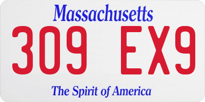 MA license plate 309EX9