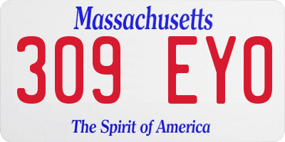 MA license plate 309EY0