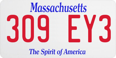 MA license plate 309EY3