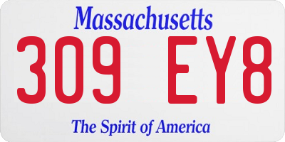 MA license plate 309EY8