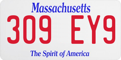 MA license plate 309EY9