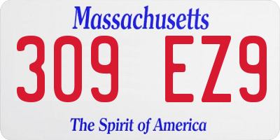 MA license plate 309EZ9