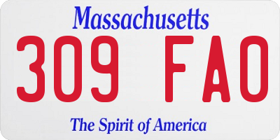 MA license plate 309FA0