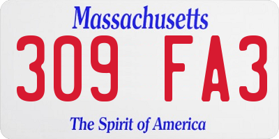 MA license plate 309FA3