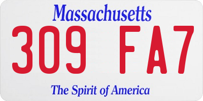 MA license plate 309FA7