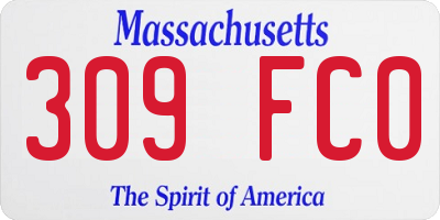 MA license plate 309FC0