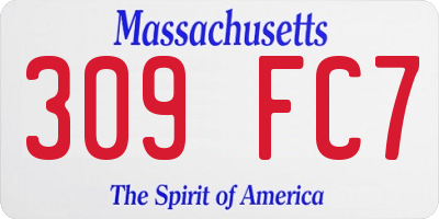 MA license plate 309FC7