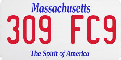 MA license plate 309FC9
