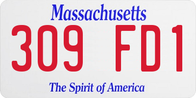MA license plate 309FD1
