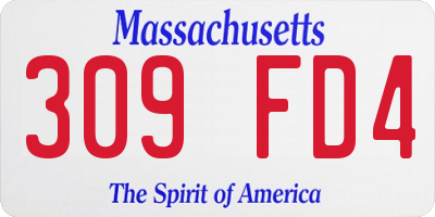 MA license plate 309FD4
