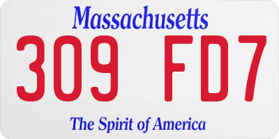 MA license plate 309FD7