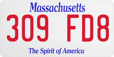 MA license plate 309FD8