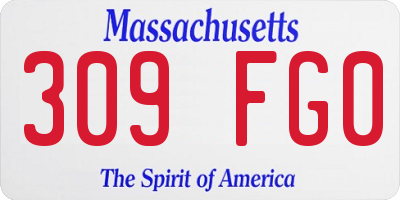 MA license plate 309FG0