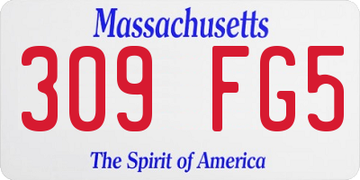 MA license plate 309FG5