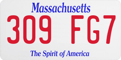 MA license plate 309FG7