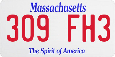 MA license plate 309FH3