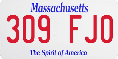 MA license plate 309FJ0