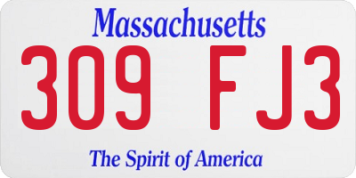 MA license plate 309FJ3